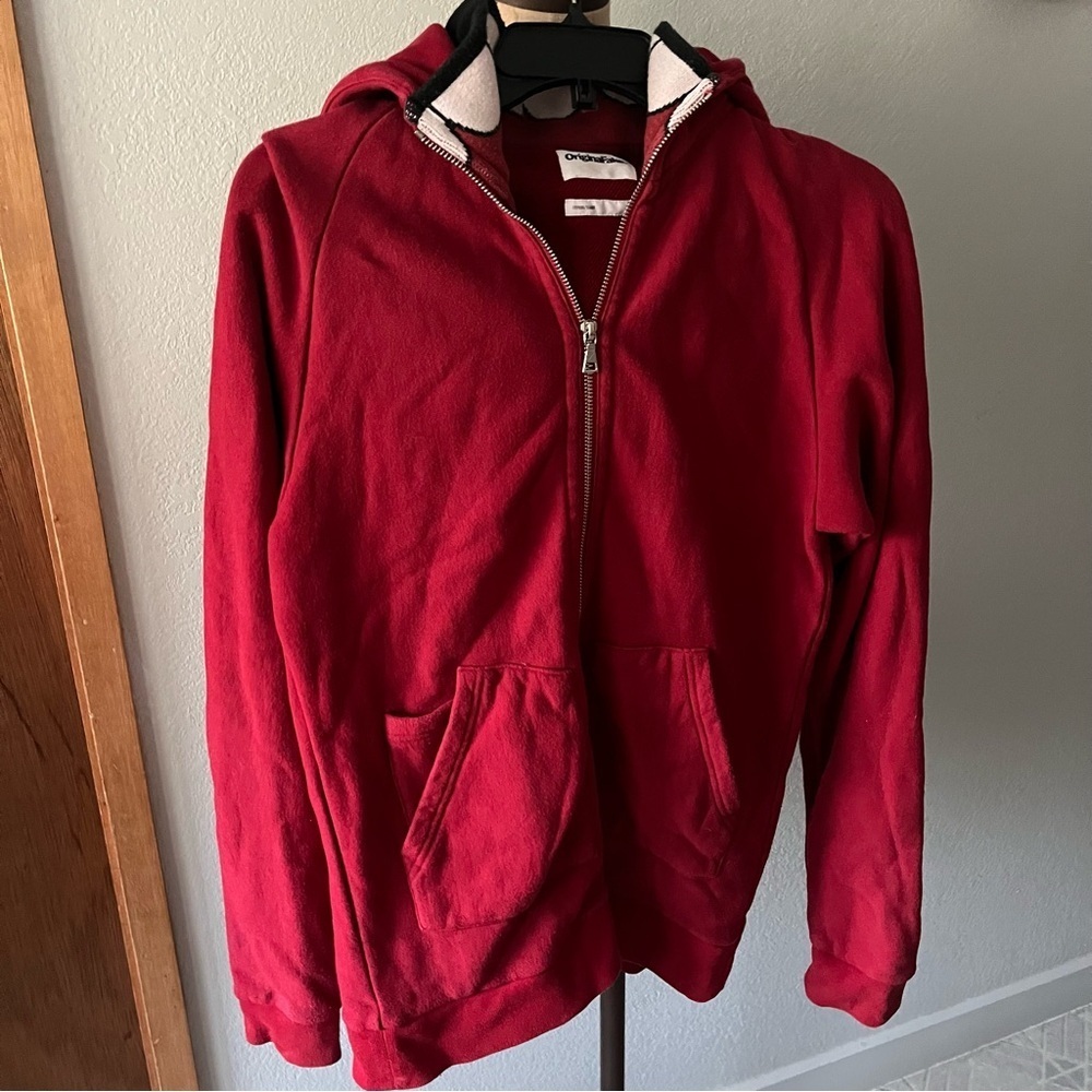 ORIGINAL FAKE sz 2 US sz S Red Zip Up Fleece Hoodie Medicom Toy KAWS